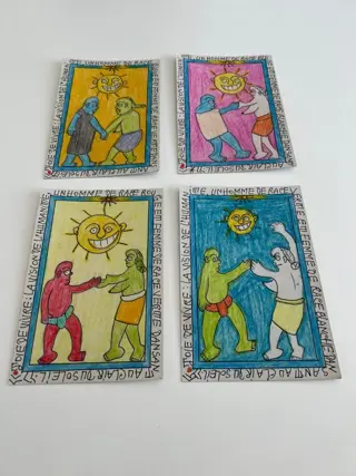 Frédéric Bruly Bouabré (1923-2014) - "Joie de vivre" Series of 4 drawings