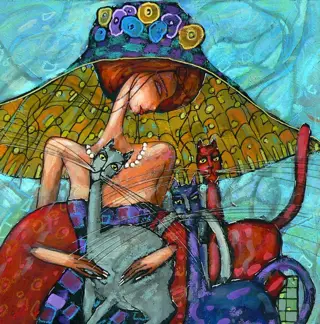 Wiktor Bezrukow - Girl and her three cats