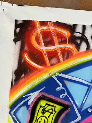 Doped Out M (1988) - Monopoly man - Money rain spraypaint