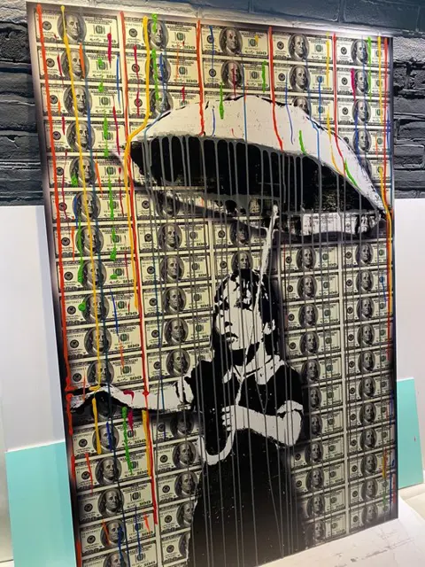 AmsterdamArts - Banksy x American Dollar rain drip painting