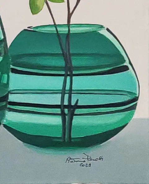 Antonio Perotti - Still Life Vsi in vetro verde