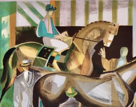 Camille Hilaire (1916-2004) - Chevaux au paddock - Le pesage