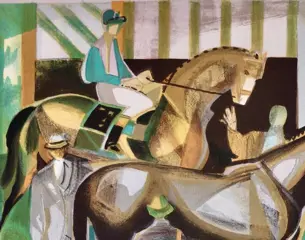 Camille Hilaire (1916-2004) - Chevaux au paddock - Le pesage