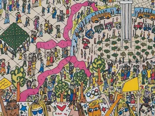 James Rizzi (1950-2011) - A VILLAGE FOR THE WORLD (Olympic poster 1996)