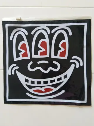 Keith Haring (1958-1990) - Keith Haring 3 Eyed Face ziplock bag red and black, 2 pencil cased ziplock red and blue