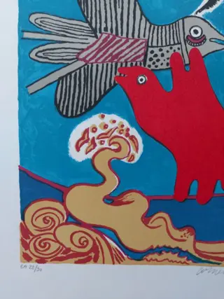 Corneille (1922-2010) - Les oiseaux sur la plage