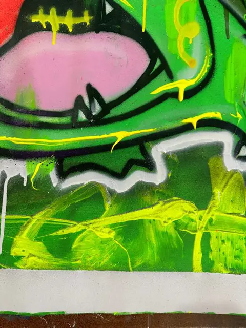 Doped Out M (1988) - Venusaur - Pokémon spray paint - Nintendo triptych 1