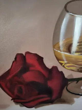 Nicolas Moreau (XX) - Verre de digestif et rose