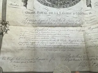 Louis XVIII ; Maréchal Etienne MacDonald ; Vicomte de Saint Marc - Diplôme de l'ordre royal de la Légion d'Honneur - 1817