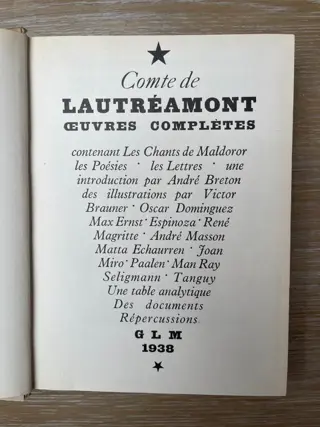 André Breton [intr.] - Comte de Lautréamont. Oeuvres complètes - 1938