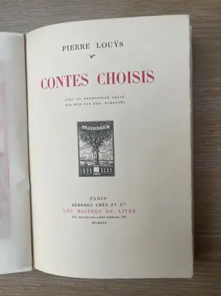 Pierre Louÿs - Contes Choisis - 1919