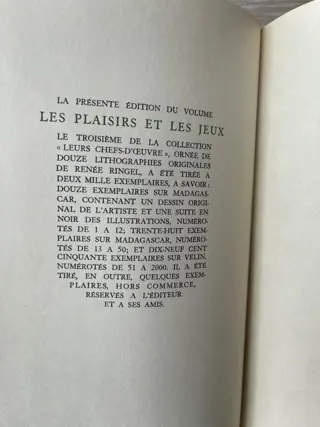 Georges Duhamel / Renée Ringel - Les Plaisirs et les jeux - 1948