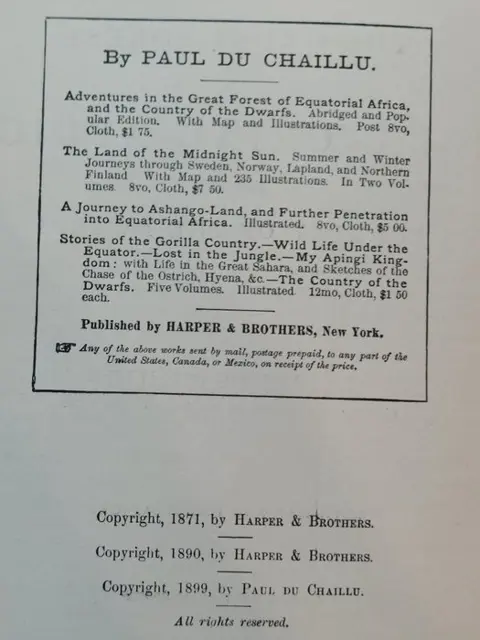 Paul Belloni du Chaillu - Adventures in the Great Forest of Equatorial Africa and the Country of the Dwarfs - 1903