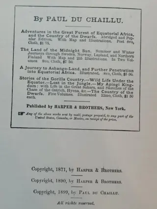 Paul Belloni du Chaillu - Adventures in the Great Forest of Equatorial Africa and the Country of the Dwarfs - 1903