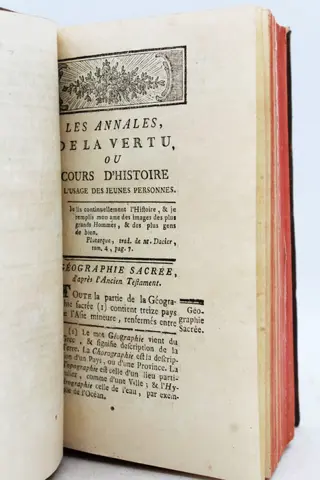 Mde. La Comtesse de Genlis - Annales de la Vertu ou Cours d'Histoire à l'Usage des Jeunes Personnes - 1787