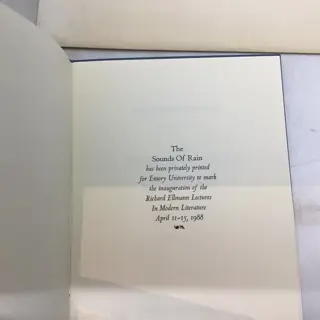 Seamus Heaney - The Sounds of Rain (limited edition of 300 copies in publisher's envelope) - 1988
