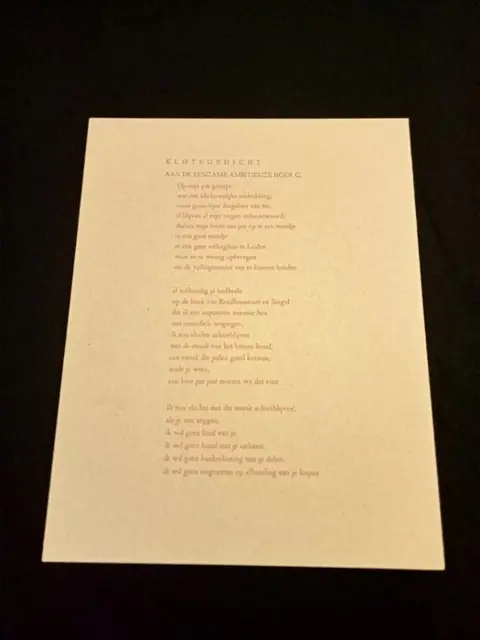 Arnon Grunberg - Klotegedicht aan de eenzame ambitieuze Hoer C. [Luxe editie met handgekleurde prent] - 1998