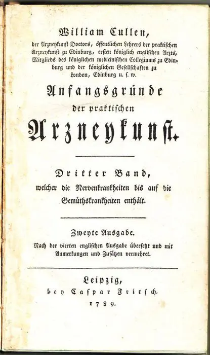 William Cullen - Anfangsgründe der praktischen Arzneykunst - 1789