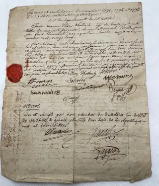 Baron d'Holbach - Certificat de non émigration signé - 1793