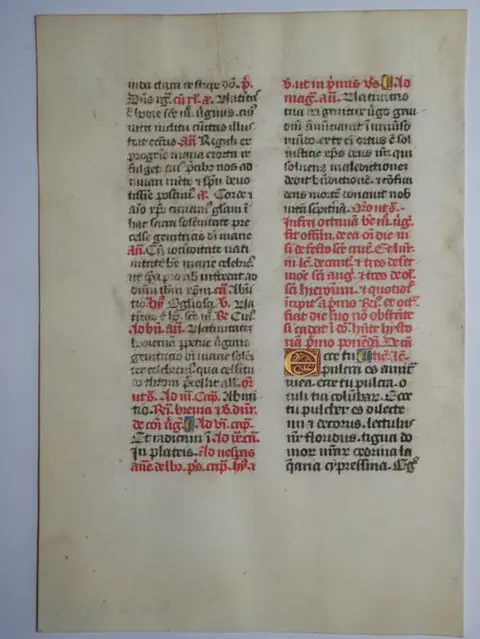 Manuscript - Original leaf from a latin breviary. - 1485