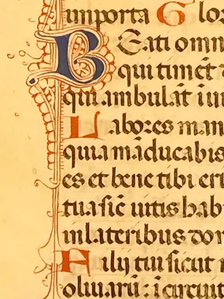 Scriptorium of the Middle Ages - Book of Hours Single Leaf Manuscript coloured Initial Lombardy Italy - 1450