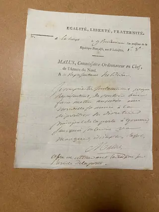 Étenne Louis Malus 1775-1812 - Lettere/Ordini Militari - 1795/1795