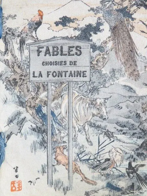 Jean de La Fontaine / Pierre Barboutau; Kadji-ta Han-ko; Oka-koura Shiou-soui; Kano Tomo-nobou - Choix de Fables de La Fontaine [sur Papier Crépon] - 1894