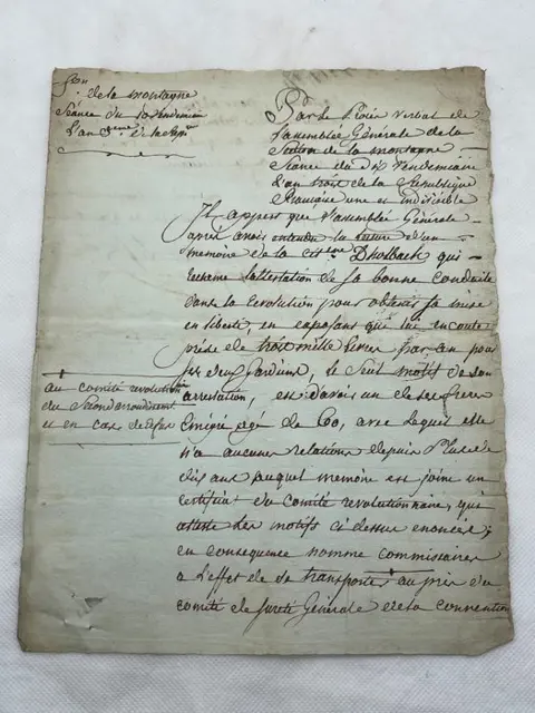 baron d'Holbach - Document révolutionnaire - section de la Montagne - 1793