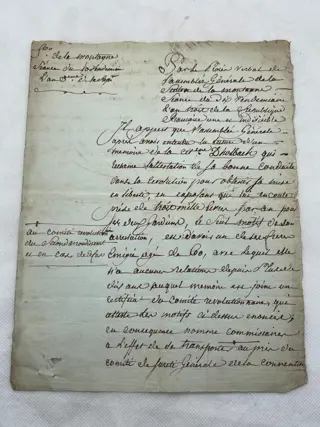 baron d'Holbach - Document révolutionnaire - section de la Montagne - 1793