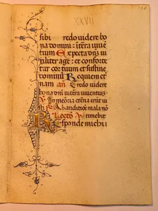 Scriptorium of the Middle Ages - Book of Hours Double Leaf Manuscript Gold Initial Lombardy Italy - 1450