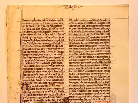 Scriptorium of the Middle Ages - Large Parchment Splendid Illumination with Miniature Bible Single Leaf Manuscript Initials Paris - 1250/1275