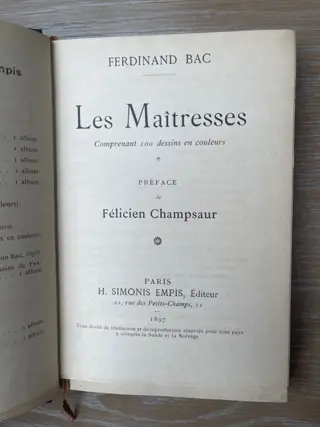 Ferdinand Bac - Les Maîtresses [ex. sur Japon] - 1897