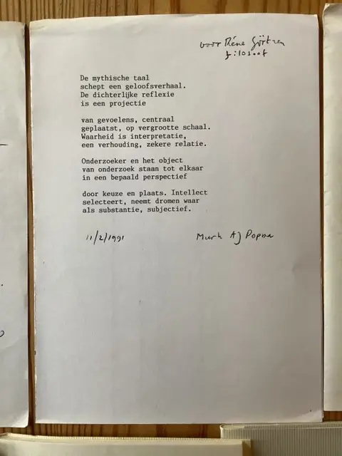 Murk A.J. Popma - 7 Publicaties en 3 brieven (gedichten) aan René Görtzen - 1978/1990