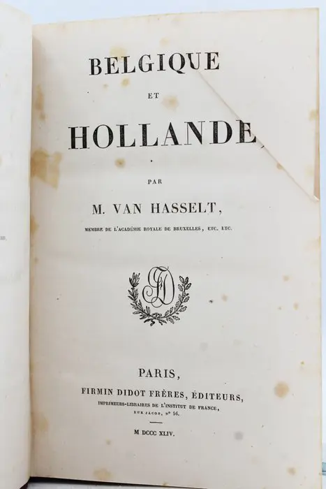 M. van Hasselt - Belgique et Hollande - 1844