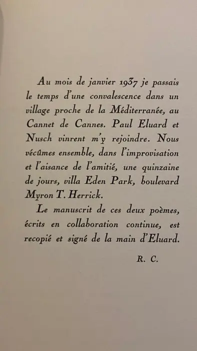 Paul Éluard & René Char - Deux poèmes - 1960