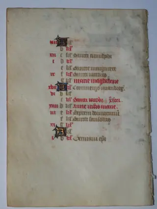 Tours - Rouen - Manuscript sheet from a Book of Hours - c.a. 15th century - 1430