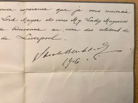 Sarah Bernhardt - Manuscript Letter dated 29th March 1916 to The Lord Mayor of Liverpool, Signed - 1916