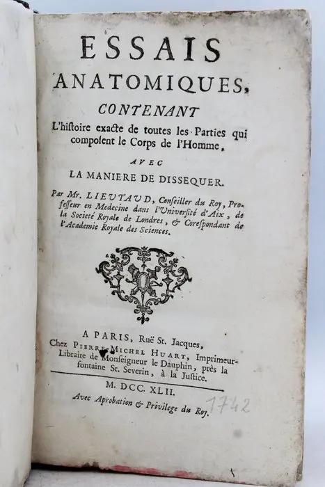 Mr. Lieutaud - Essais Anatomiques - 1742