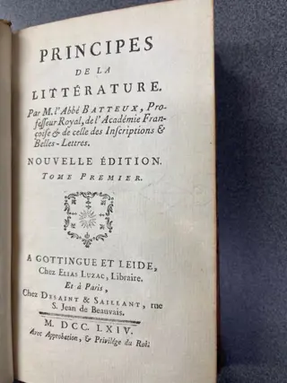 Charles Batteux - Principes de la littérature - 1764