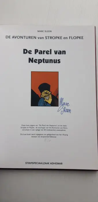 Stropke en Flopke - De parel van Neptunus (met zwarte rug en alternatieve cover) - 20 expl , auteursexemplaar - Hardcover - Eerste druk - (2009)