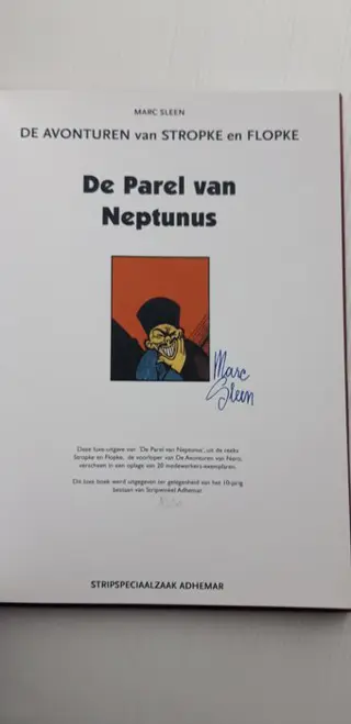 Stropke en Flopke - De parel van Neptunus (met zwarte rug en alternatieve cover) - 20 expl , auteursexemplaar - Hardcover - Eerste druk - (2009)