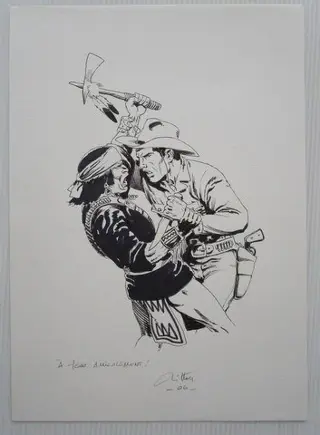 Mitton, Jean-Yves - Dessin original dédicacé - Western - (2006)