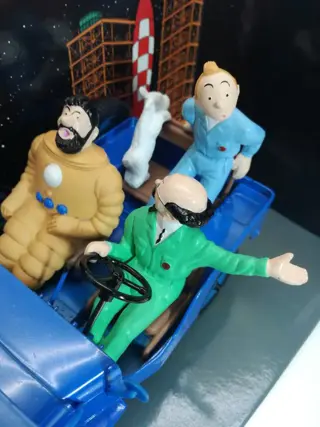 Tintin - Ensemble de 2 Voitures Hapax - La jeep bleue + La jeep rouge - Objectif Lune + Au Pays de l'Or Noir - (1994)