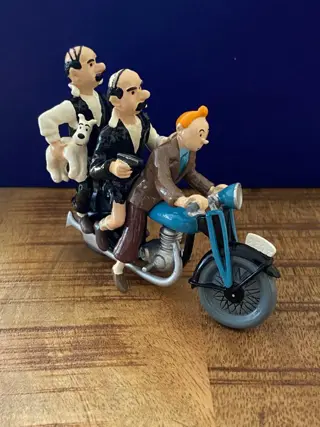 Tintin - Figurine Moulinsart 46940 - Tintin et les Dupondt sur la moto - Collection Classique - (2002)