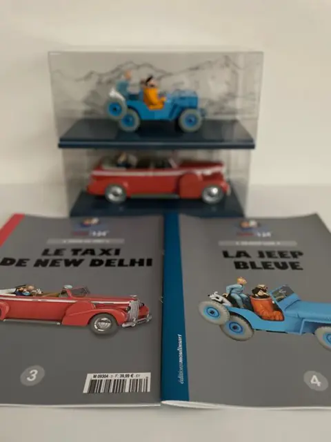 Tintin - Ensemble de 2 voitures 1:24 -Le taxi de New Delhi + La jeep bleue (2019)
