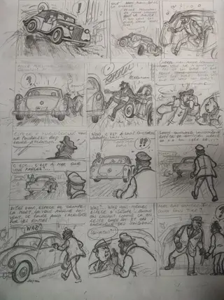 Tintin - Tiré à part - Etude pour la page 2 Thermozéro - (1957/1991)