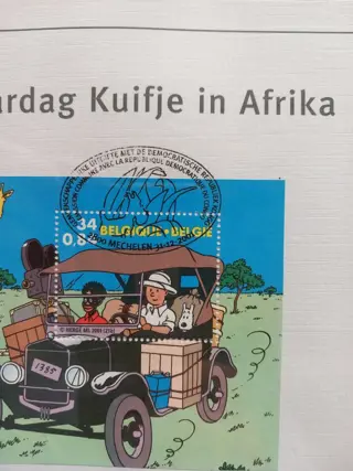 Kuifje - 500 ex "70ste verjaardag Kuifje in Afrika" - Bedrukt met Kuifje afbeelding in 23 karaat - (2001)