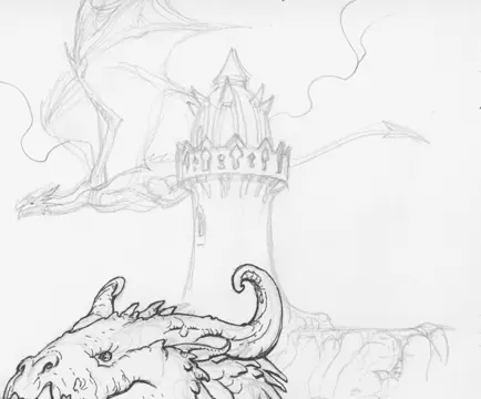 Ciruelo Cabral - Original Drawing - 30 x 21 cm - Dragon D-351d - Pencil Art - Original Artwork