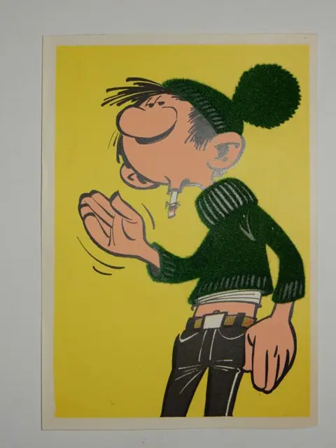 Franquin - 12x Vilten postkaart Flock Indus - Complete set - Guust Gaston + Robbedoes Spirou + Marsupilami - (1960)