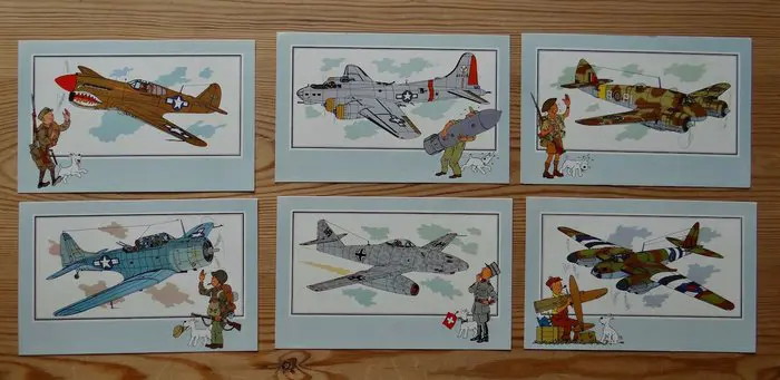 Tintin - Voir et Savoir - Ensemble de 54 chromos -L'aviation 1939-45 (1953)